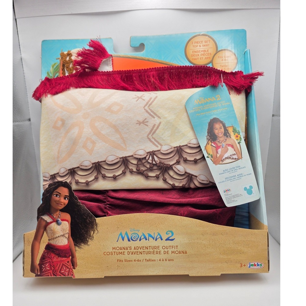 Disney Moana 2 Adventure Outfit Kids Costume Top Skirt Set Halloween 4-6x